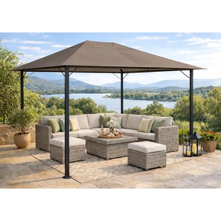 QUICK STAR Ersatzdach 250g für Garten Pavillon 3x4m, taupe/beigegrau RAL 7006, wasserabweisend mit Lüftungsschlitzen – Bild 3
