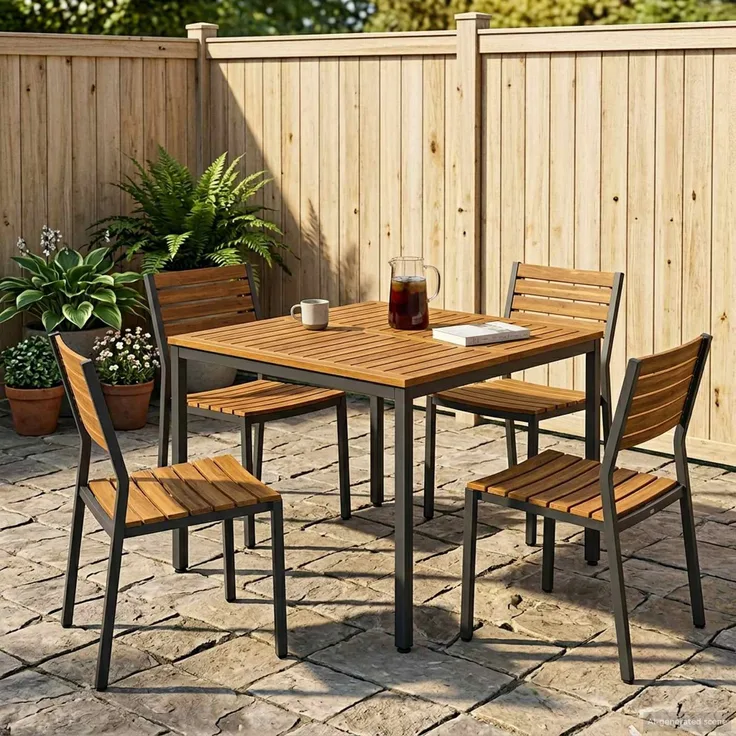 vidaXL Gartentisch NAARDEN Natürlich und Schwarz 110 x 108,5 x 75 cm 901316