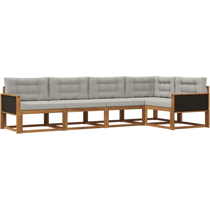 vidaXL Outdoor-Sofagarnitur 5 stk. 5-Sitzer Natur und Hellgrau 3382554 – Bild 2