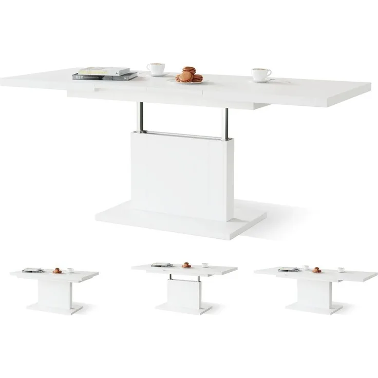 designimpex Couchtisch Design Orion stufenlos höhenverstellbar ausziehbar Esstisch