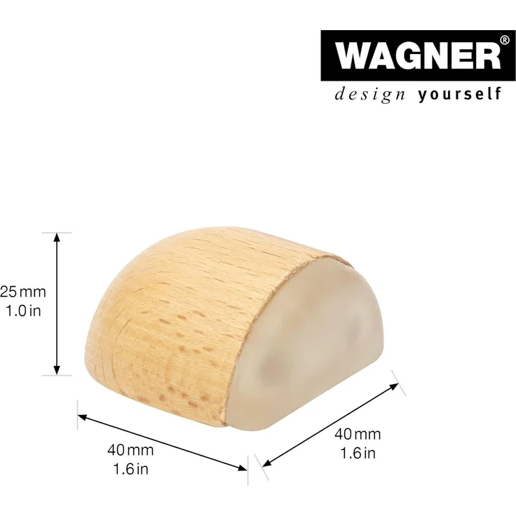 WAGNER Bodentürstopper WOOD - 40 x 40 x 25 mm, Buche massiv, selbstklebend, rückstandslos entfernbar - 15509411 – Bild 2