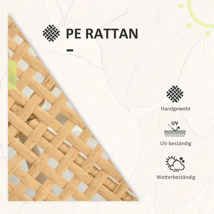 Outsunny Gartenlounge-Set Rattan Gartenmöbel-Set Gartengarnitur mit 2 Gartenstühle, Couchtisch, (Sitzgarnitur, 3-tlg, Balkonmöbel-Set), für Balkon, Terrasse, Gelb+Creme – Bild 5