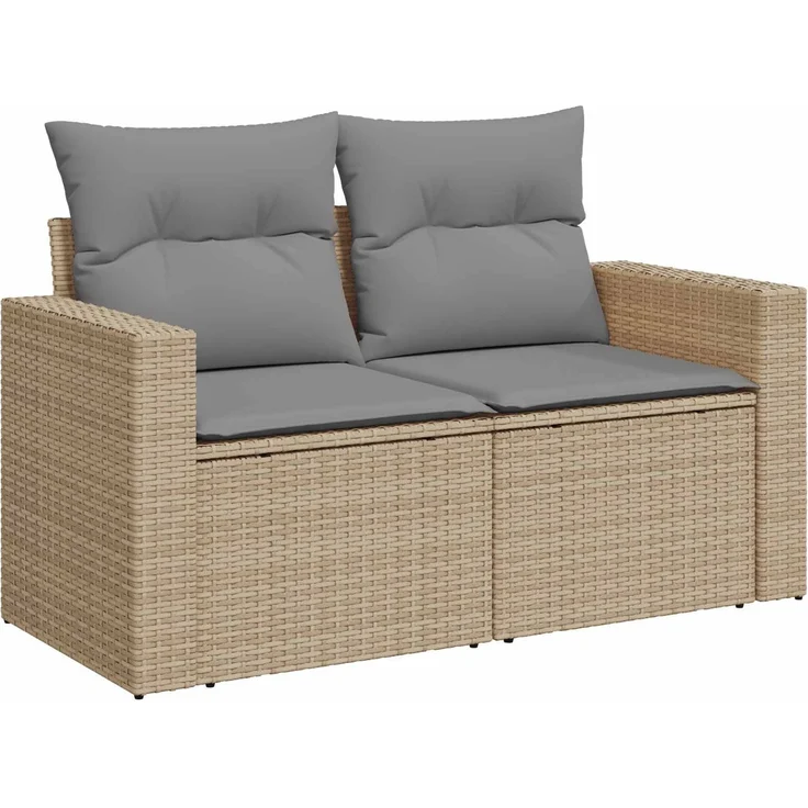 vidaXL Sofa Set 5 stk. Beige und Hellgrau Polyrattan und Stahl 3447863 – Bild 3