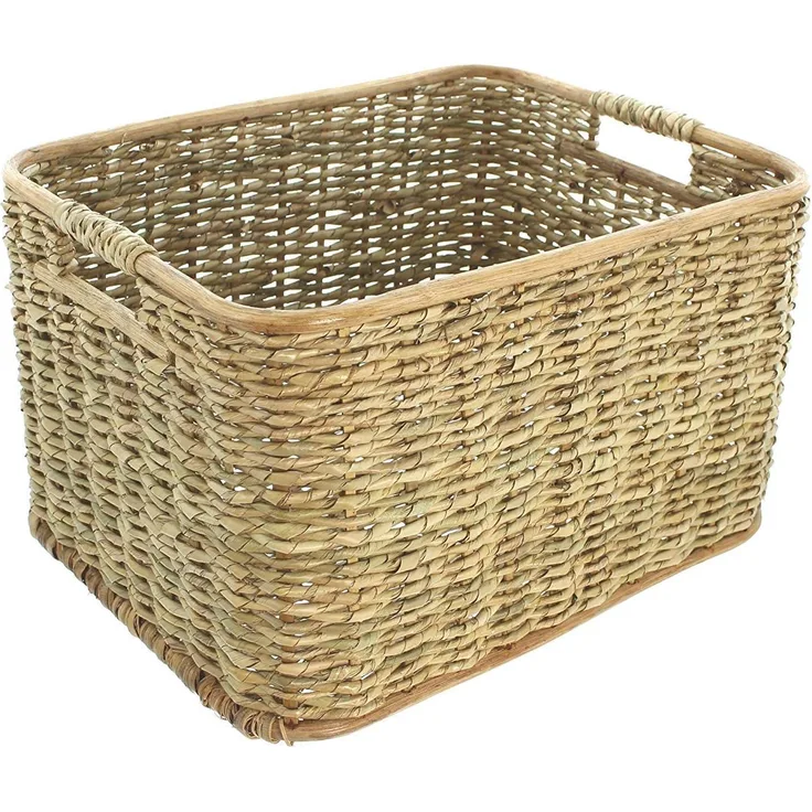 Aufbewahrungskorb aus Rattan 46x36x28 cm, Schrankkorb, Regalkorb, Flechtkorb
