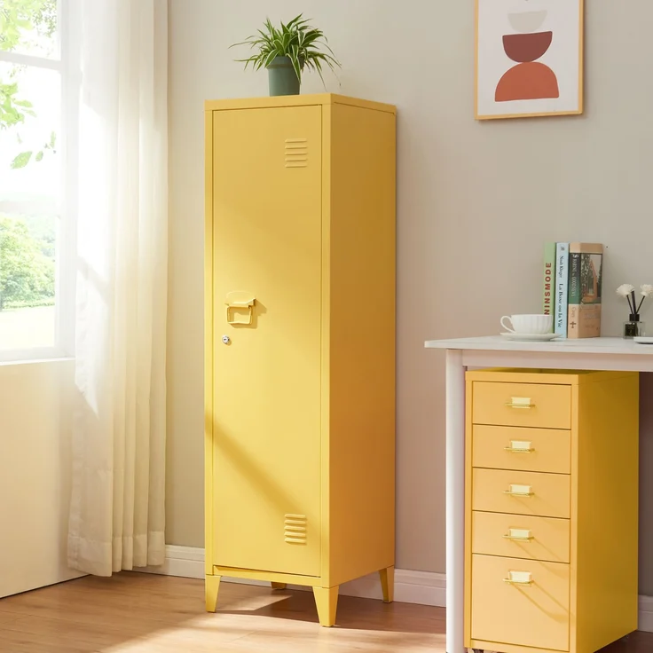 Einzelspind Kurikka 137x38x38 cm Gelb [en. casa] – Bild 1