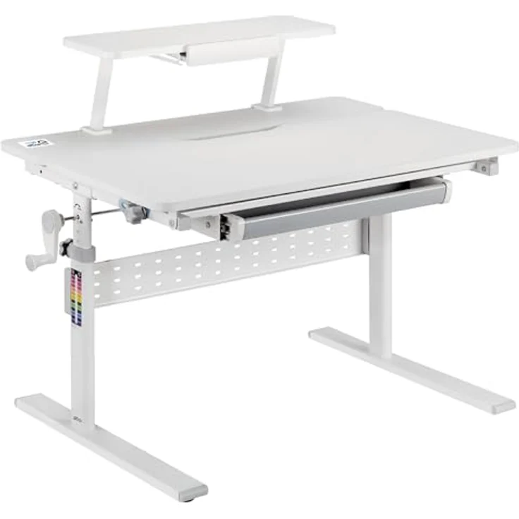 Ergo Office Kinderschreibtisch ER-483, ergonomisch mit Höhenverstellung 54-76 cm und Neigungsverstellung bis 40°, inkl. Ablage und Schublade – Bild 1