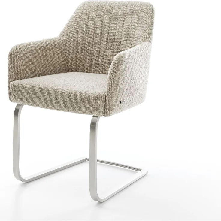 Freischwinger Greg-Flex Webstoff Soft Beige Freischwinger flach Edelstahl Taschenfederkern