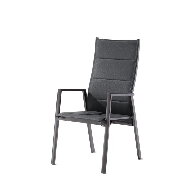 Sieger Navaro Aluminium/Textilux® stapelbar mit Polyesterbeschichtung, Aluminium Eisengrau, 66 x 108 x 57,5