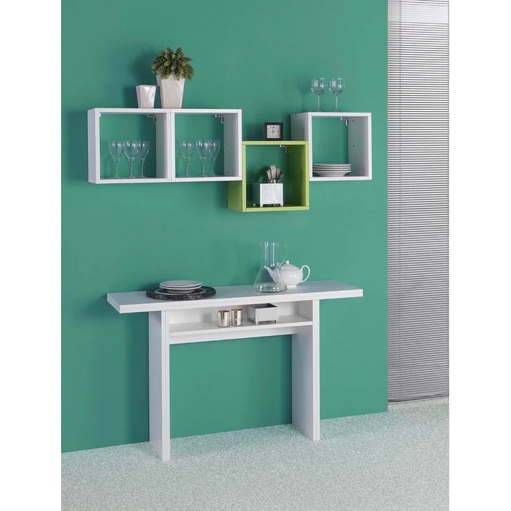 Dmora - Ausziehbare Konsole Lavanda, Esstisch mit Klappöffnung, ausziehbare Mehrzweckkonsole, 100 % Made in Italy, 120 x 70 x 75 cm, Weiß, – Bild 5