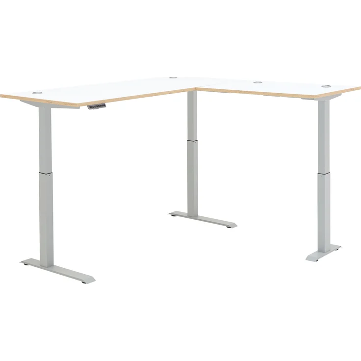 Eckschreibtisch >Memphis< höhenverstellbar, weiß / Artisan / silber - 185x64/129x177 (BxHxT) – Bild 4