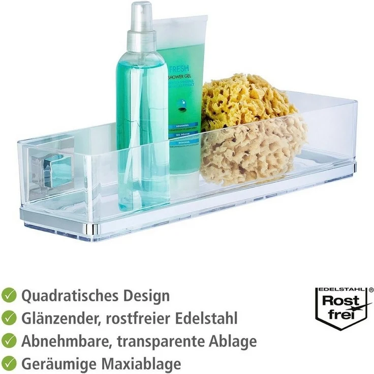 WENKO QUADRO Duschablage, Edelstahl, Befestigen ohne bohren, Vacuum-Loc® – Bild 3