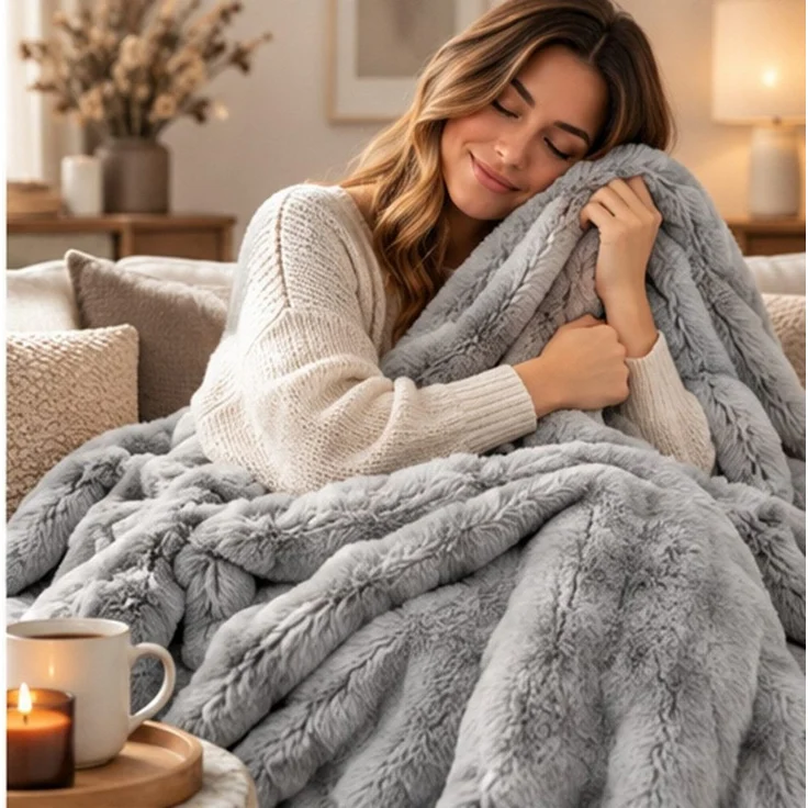 Wohndecke BUBBLE, Design91, flauschige Kuscheldecke mit 3D-Muster, 350 g/m², weich & warm – Bild 1