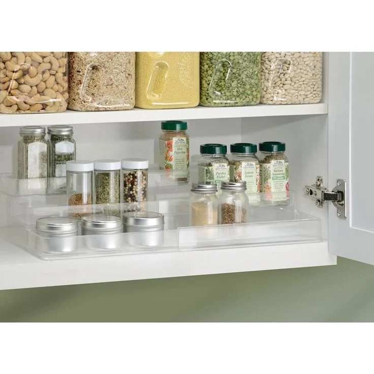 Gewürzregal Gewürzständer Organizer ausziehbar 3 Ebenen mDesign transparent – Bild 2