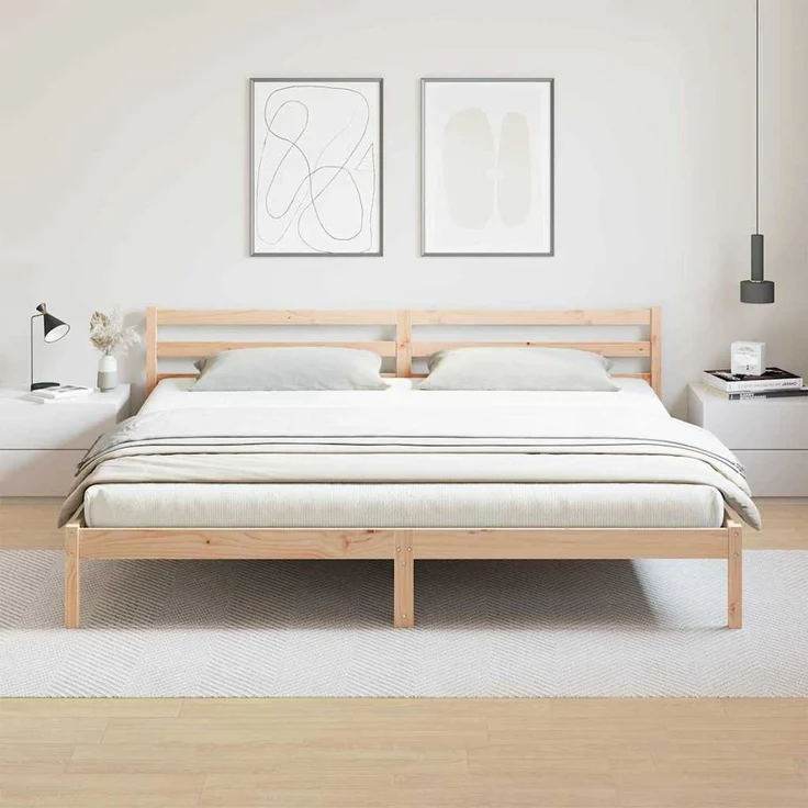 vidaXL Bettrahmen Braun 225,5 x 185,5 x 69,5 cm Massivholz Kiefer 869784 – Bild 4