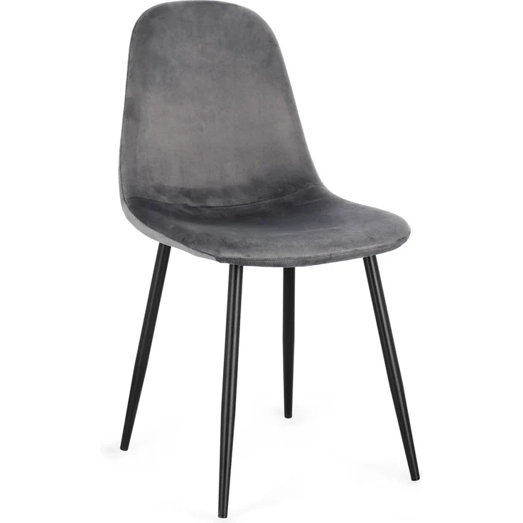 Esszimmerstuhl New Irelia aus Samt, modern gepolstert, Dunkelgrau, 4er-Set, Metallgestell – Bild 1