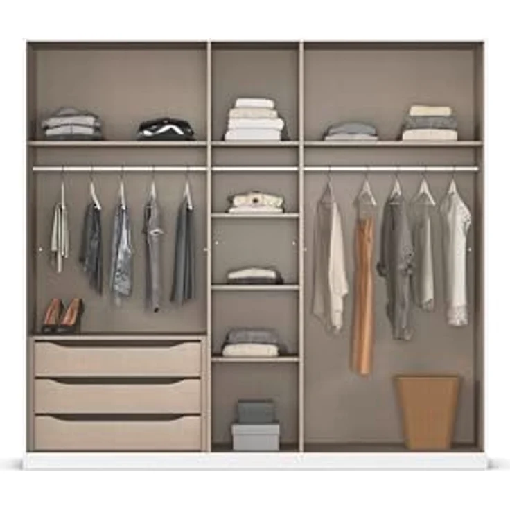 Rauch Möbel Alabama, Kleiderschrank für Schlafzimmer, Kinderzimmer, Wohnzimmer, Garderobe, Flur, 5-türig, Spiegel, mit Zubehör Premium, Farbe Weiß/Eiche Artisan, Holz, Breite 226 cm – Bild 6