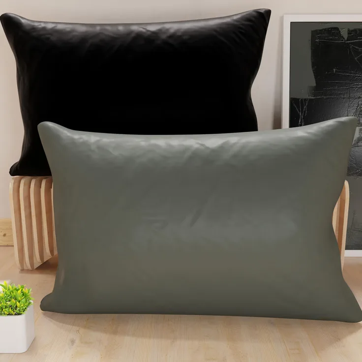 PETTI Artigiani Italiani - Paar Kissenbezüge 145x40 cm aus Mikrofaser, Dekokissen für Schlafzimmer, Sofa, Set mit 2 Kissenbezügen, Kissenbezug Double Face grau und schwarz