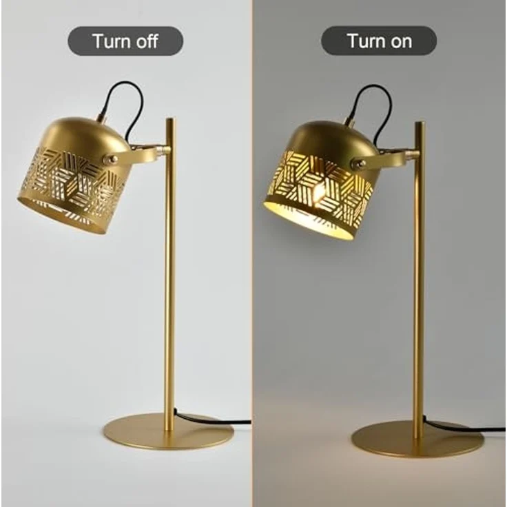 LQWELL Tischleuchte E27 Nachttischlampe LED Tischlampe, Leuchtmittel wechselbar, ohne Leuchtmittel, Retro Palaststil Tischleuchte, Metall Schreibtischlampe Esstischlampe, für Schlafzimmer Esszimmer Museum Studio Büro Bar Geschäft Dekor – Bild 5