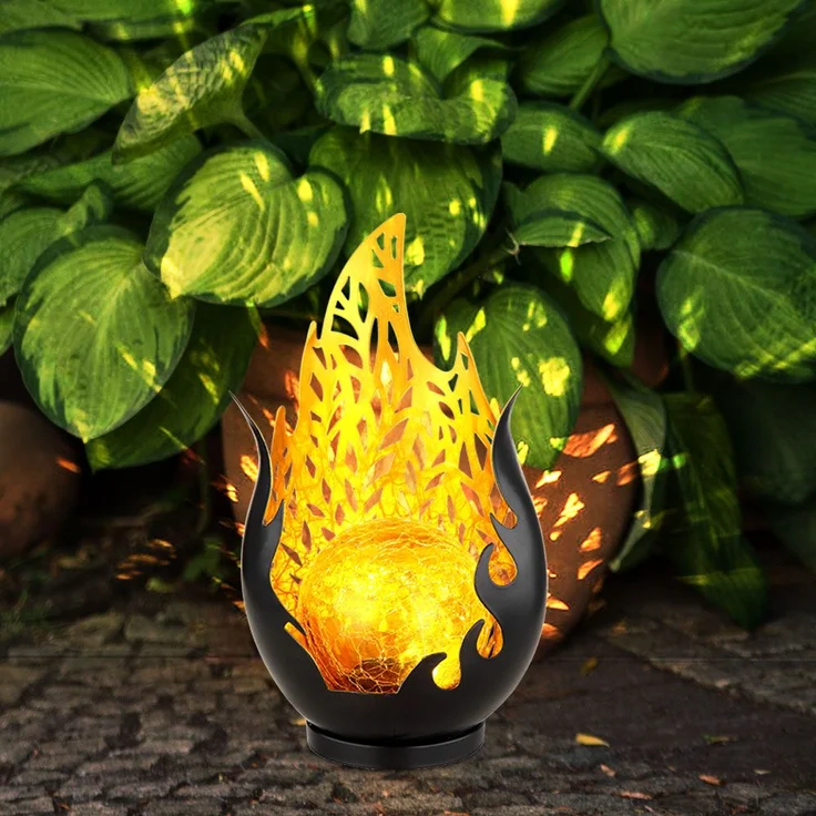 2x LED Solarleuchte, Wetterfest, schwarz, gold, Akku, H 26,5cm – Bild 6