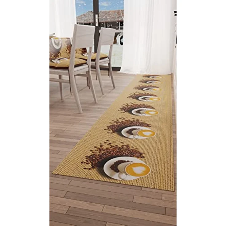 PETTI Artigiani Italiani - Teppich für Küche, rutschfest und waschbar, 52x480 cm, Design Kaffee 2 100% Made in Italy – Bild 4