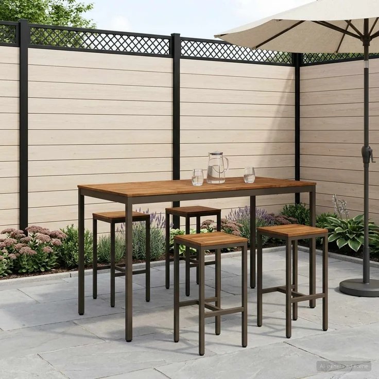vidaXL Gartenbar-Tisch NAARDEN Natur und Kaffee 180 x 88,5 x 105 cm 901354 – Bild 1