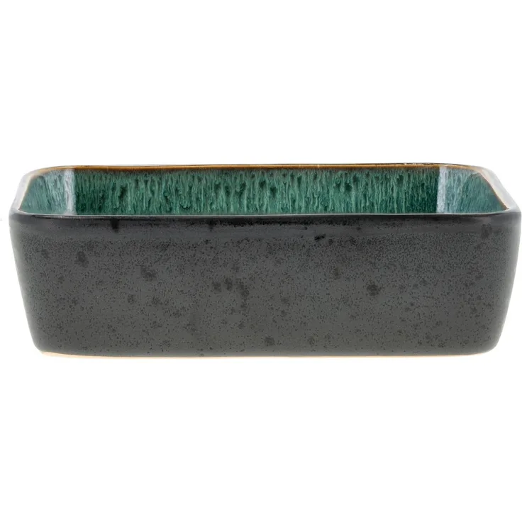 Bitz Steinzeug Schwarz / Grün Auflaufform 19x14 cm