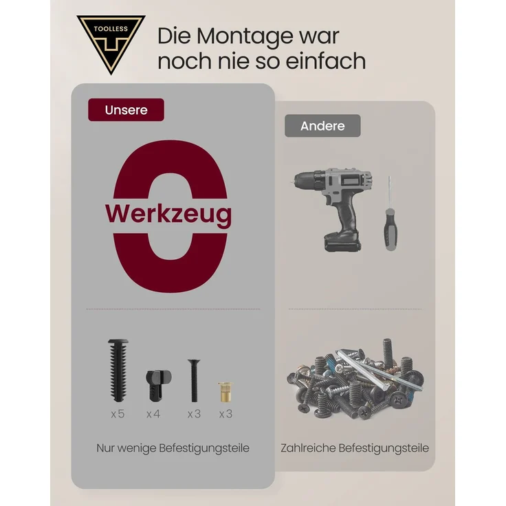 VASAGLE Superschnelle werkzeuglose Montage, Nachttisch, Beistelltisch mit Ladefunktion, Nachtschrank mit Schublade, Schlafzimmer, Toolless-Technologie, tintenschwarz-cappuccinobeige LETDE777B04 – Bild 4