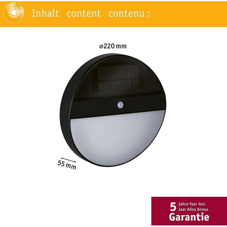 Paulmann No. 94264 Outdoor Solar Wandleuchte Elois mit Bewegungsmelder Anthrazit – Bild 5