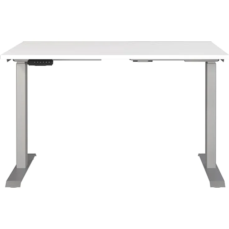 Germania Schreibtisch 7907-639, in Weiß/Silber, EL. höhenverstellb, 120 x 120 x 80 cm (BxHxT) – Bild 3
