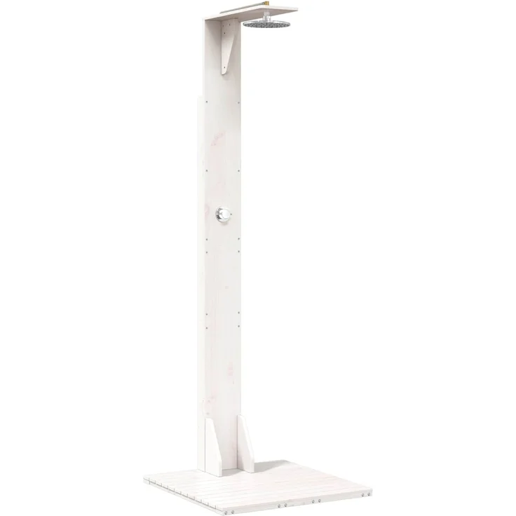 vidaXL Gartendusche 214,5 cm Massivholz Kiefer und Edelstahl Weiß 886345 – Bild 2
