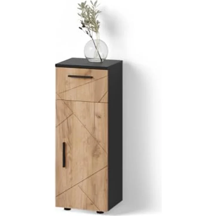 Livinity® Midischrank Ronco, Goldkraft Eiche/Anthrazit/Anthrazit, 30 x 81 cm – Bild 2