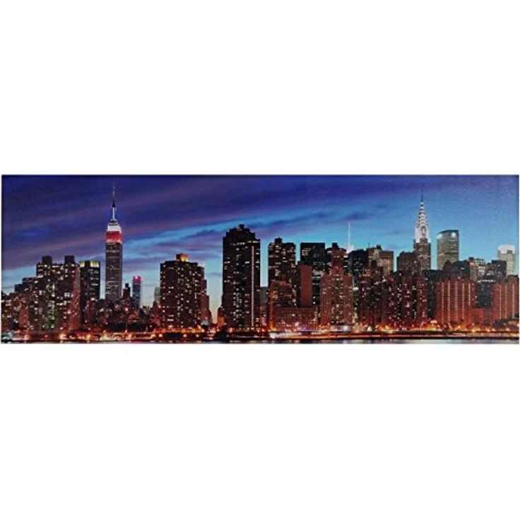 LED-Bild, Leinwandbild Leuchtbild Wandbild, Timer MVG-zertifiziert ~ 120x40cm New York, flackernd – Bild 1