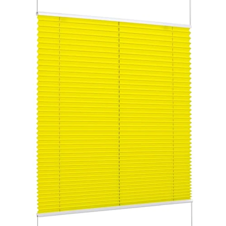K-home Klemmfix-Plissee Florida Gelb 90x210 cm (B x L) einzigartiges Design mit bezauberndem Lichteffekt – Bild 2