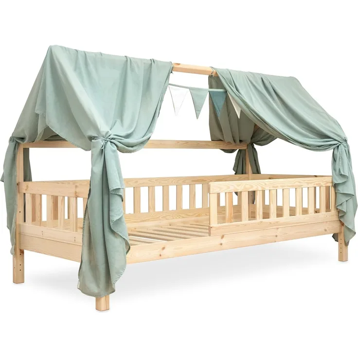 Ehrenkind Betthimmel Deko Hausbett, Kinderzimmer-Deko-Set (Kinderzimmer Deko), Betthimmel & Wimpelkette für magische Momente, hochwertige Materialien