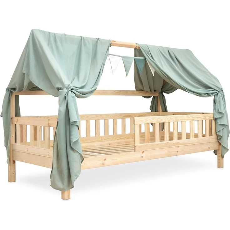 Ehrenkind Betthimmel Deko Hausbett, Kinderzimmer-Deko-Set (Kinderzimmer Deko), Betthimmel & Wimpelkette für magische Momente, hochwertige Materialien