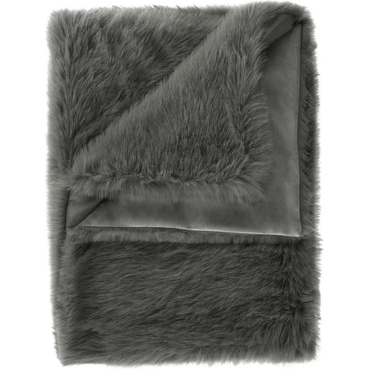 Heckett Lane Perle Felldecke Kuscheldecke Zotteldecke Plaid 140x200 Classic Grey