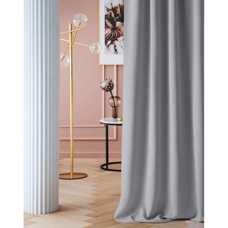 room99 Vorhang mit Kräuselband Laurel 140 x 250 cm Breite x Höhe Verdunkelung Blickdicht Schiebegardinen Curtain Wohnzimmer Schlafzimmer für Schienensystem Hellgrau, 1 Stück