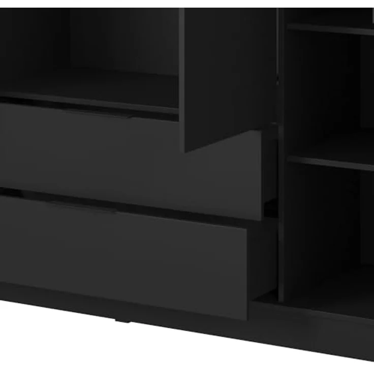 Lomadox Kleiderschrank KNOCK-160 in schwarz, 4 Türen, 2 Schubkästen, 206 cm breit – Bild 4