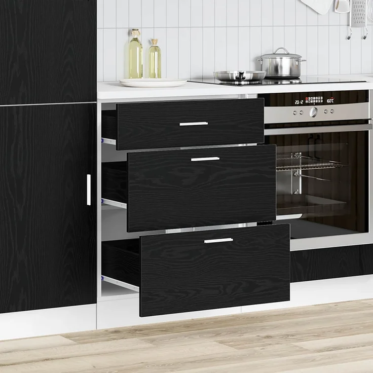 vidaXL Küchenunterschrank Schwarz Eichen-Optik 60 x 46 x 81,5 cm 876694 – Bild 1