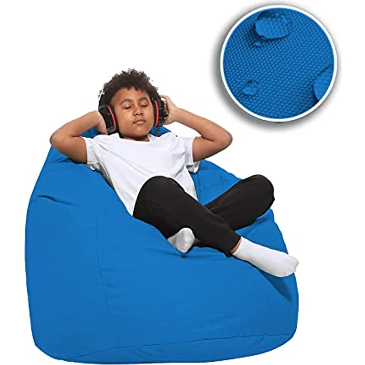 HomeIdeal - Sitzsack XXL Bodenkissen für Erwachsene & Kinder - Geeignet für Gaming oder Entspannen - Indoor wie Outdoor da er Wasserfest ist - mit EPS Perlen, Farbe:Königsblau, Größe:XXL – Bild 9