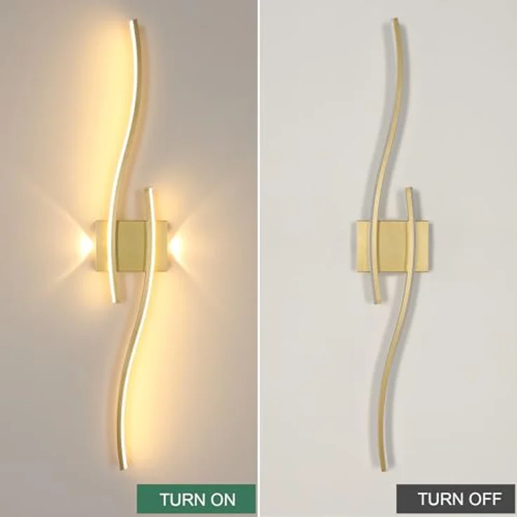 LED Wandleuchte Innen Gold, 89CM 29W Lange Wandlampe Dimmbar mit Fernbedienung 3000K-6500K, 2 Fimmige, Modern Wandlicht LED mit Memory-Funktion für Wohnzimmer Schlafzimmer – Bild 6