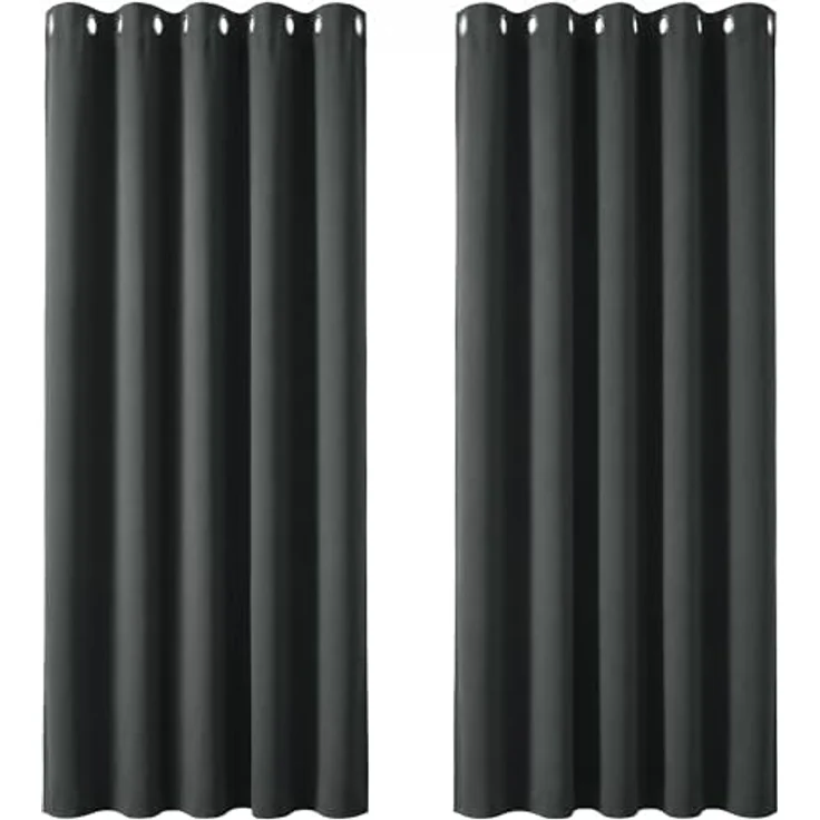 Deconovo Vorhänge Blickdicht Vorhang Lärmschutz 2er Set H 229 x B 168 cm Dunkelgrau, Schlafzimmer Gardinen mit ösen – Bild 1