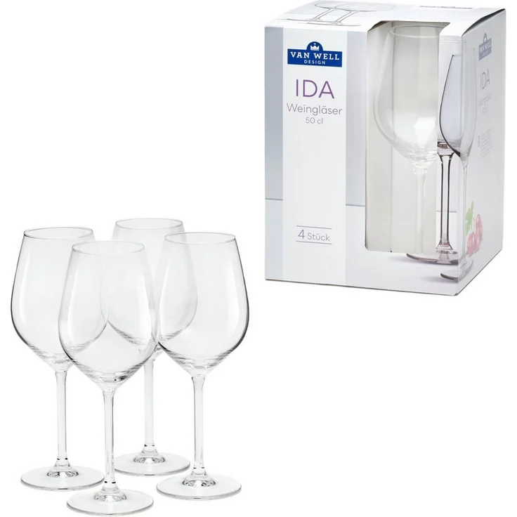 van Well Weinglas Ida, 4-tlg, Glas, spülmaschinengeeignet, 50 cl, 4-teilig – Bild 3