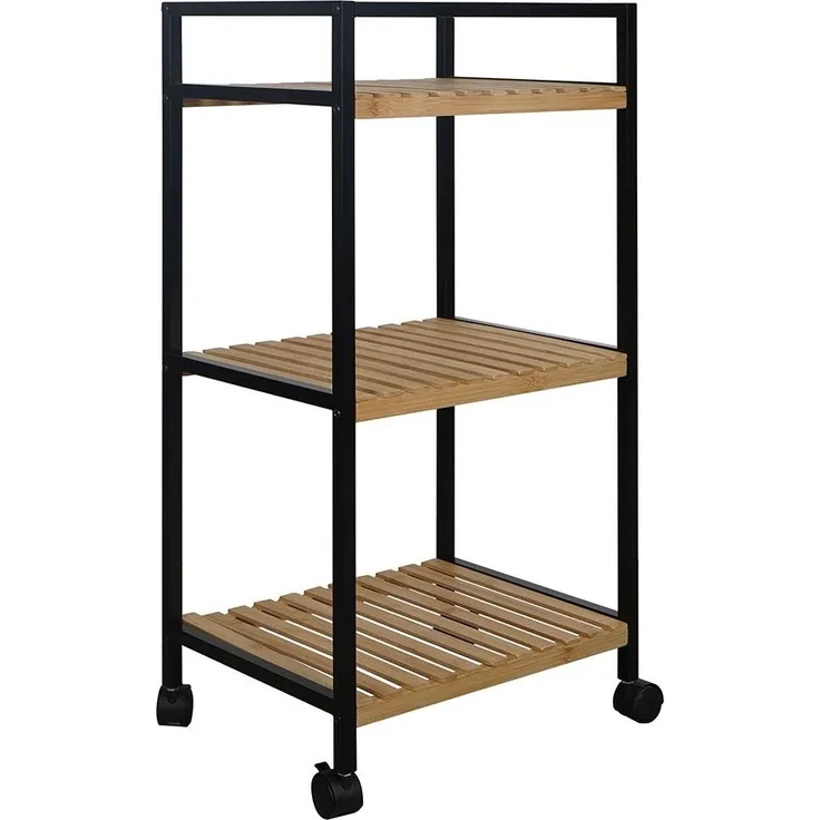 Küchenwagen Kitchen / 300.001747, Schwarz, Holzfarben, 40 x 80 x 30 cm