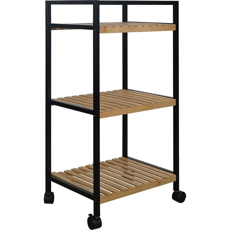 Küchenwagen Kitchen / 300.001747, Schwarz, Holzfarben, 40 x 80 x 30 cm