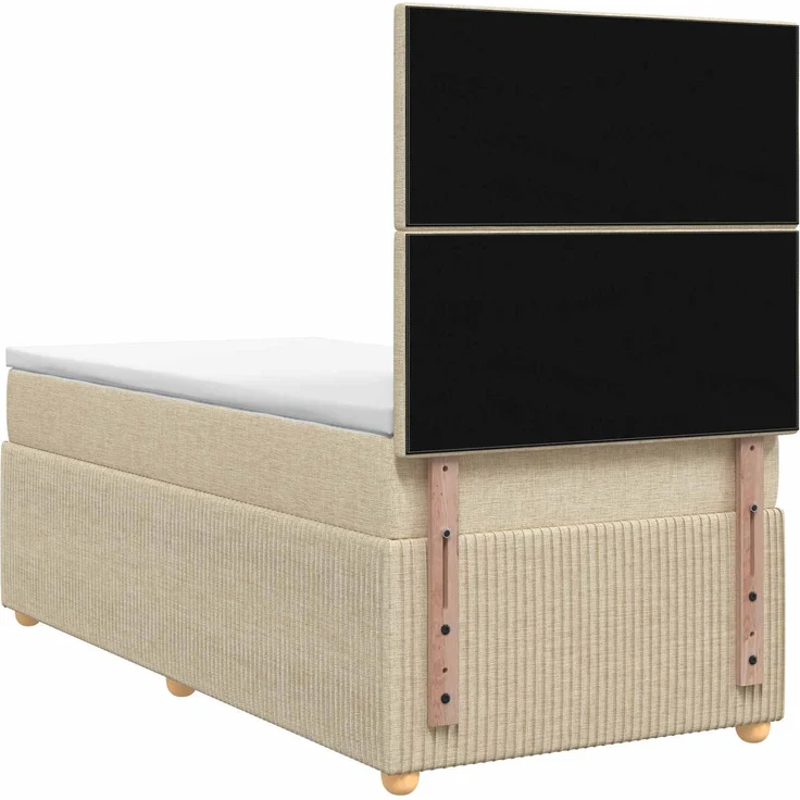 vidaXL Boxspringbett mit Matratze mit Kopfteil Creme 80 x 200 cm Stoff 3454268 – Bild 8