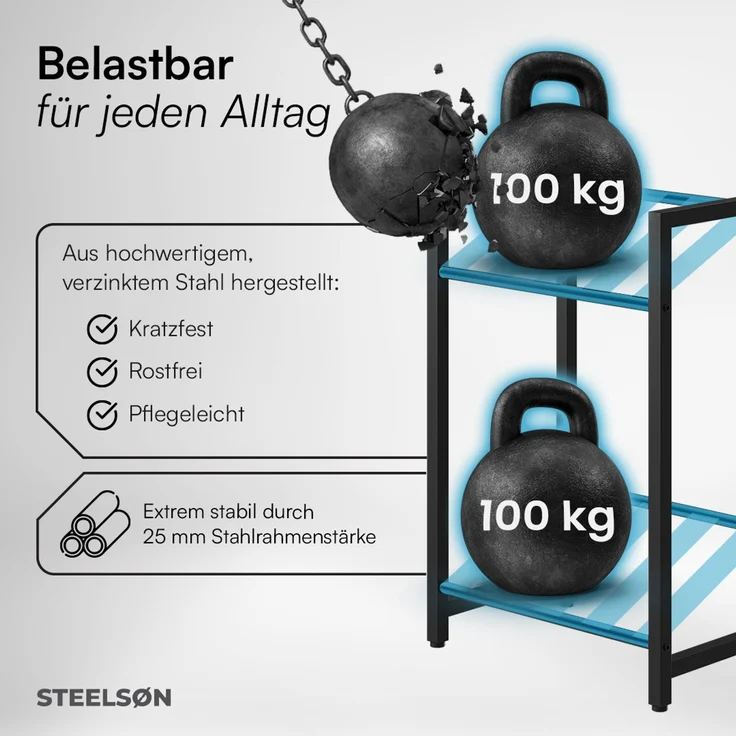 STEELSØN 'Mystra' Getränkekistenregal, Metall, schwarz, 75x50x33 cm, Getränkeregal für 2 Kisten – Bild 3