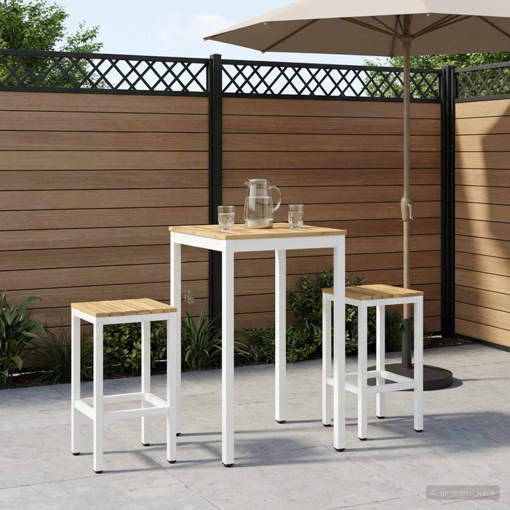 vidaXL Gartenbar-Tisch NAARDEN Weiß gewaschen 60 x 60,5 x 105 cm 901773 – Bild 1