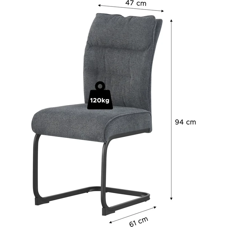 Schwinger-Stuhl 2er Set Rom Stühle in Anthrazit - gemütliches Design - B/H/T: 47x94x61 cm – Bild 5