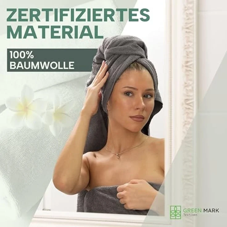 NatureMark 8er Spar-Pack Frottier Handtücher, Handtuch-Set, 50x100 cm, Anthrazit grau, 100% Baumwolle – Bild 4